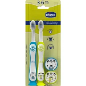 Spazzolino 3-6 anni DOPPIO Azzurro-giallo – CHICCO