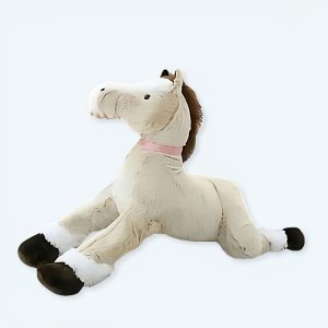 Cavallo di peluche marrone bianco
