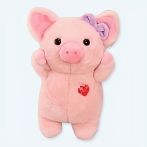 Piggy peluche con fiocco viola