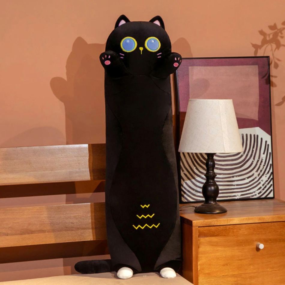 Gatto nero in peluche Cuscino lungo di coccole - immagine 3