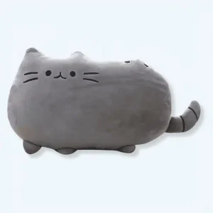 Cuscino gatto carino in peluche grigio