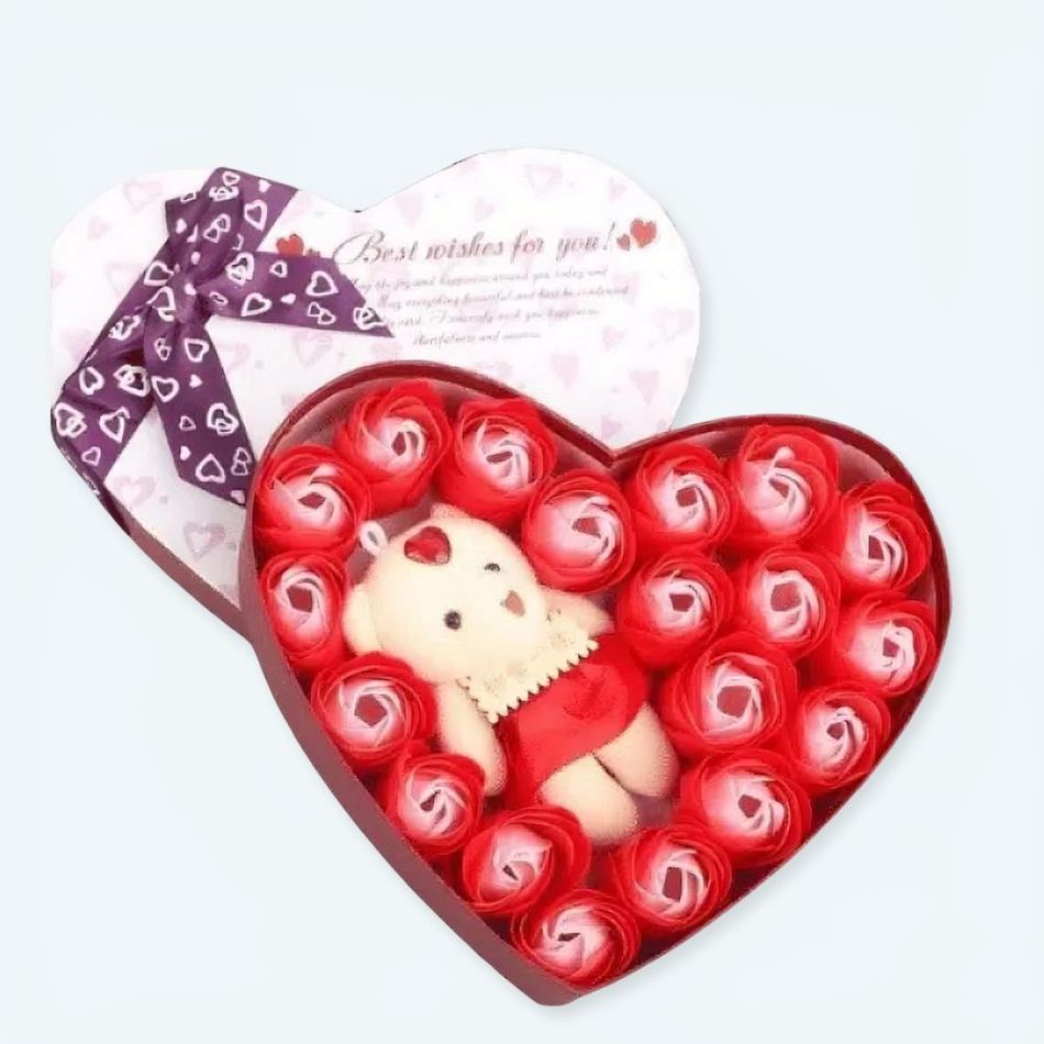 Orso rosso peluche scatola dell’amore - immagine 2
