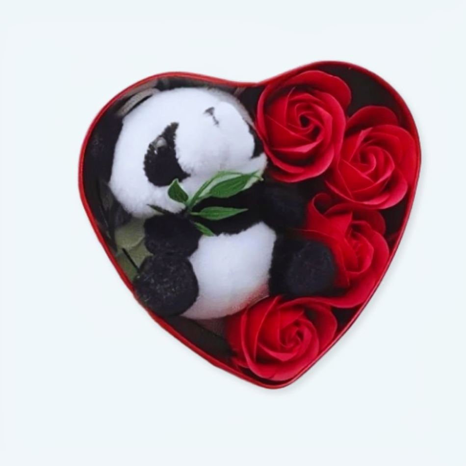 Panda peluche scatola rossa San Valentino