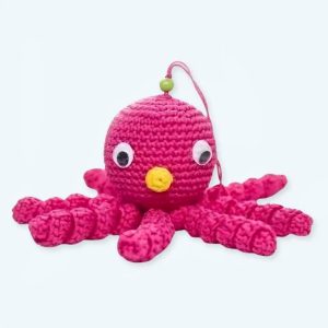 Morbido polipo rosa intrecciato in peluche per bambini