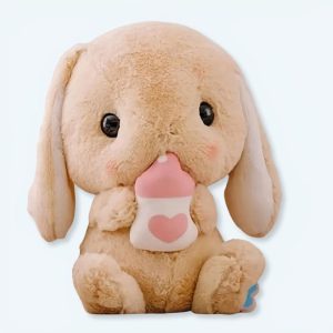 Coniglio peluche con biberon