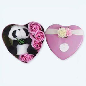 Panda peluche scatola rosa San Valentino
