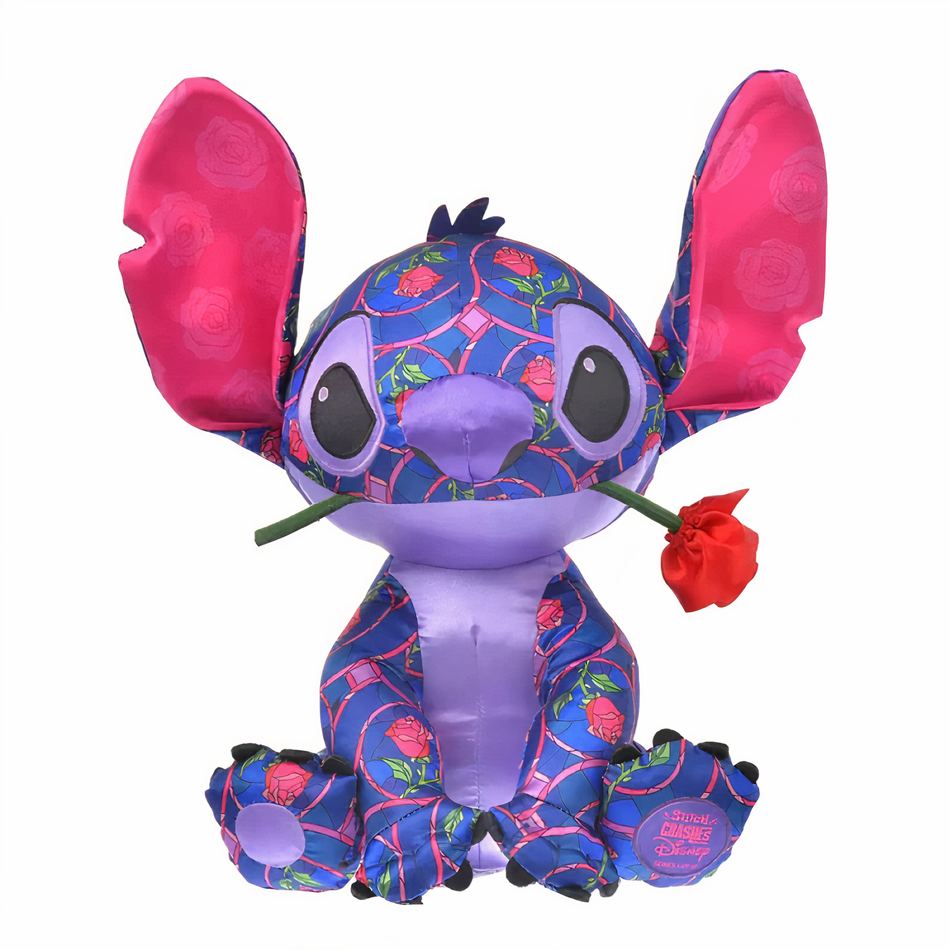 Stitch peluche viola con una rosa rossa in bocca - immagine 3