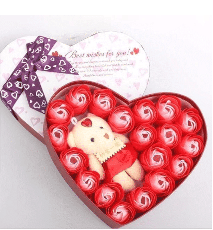 Orso rosso peluche scatola dell’amore - immagine 4
