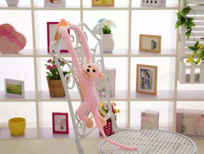 Scimmia Kawaii peluche coda lunga rosa - immagine 5