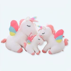 Peluche unicorno arcobaleno blu