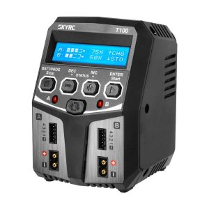 SkyRC – Caricabatterie T100 AC Duo LiPo-2-4s 5A 2x50W Cod SK100162