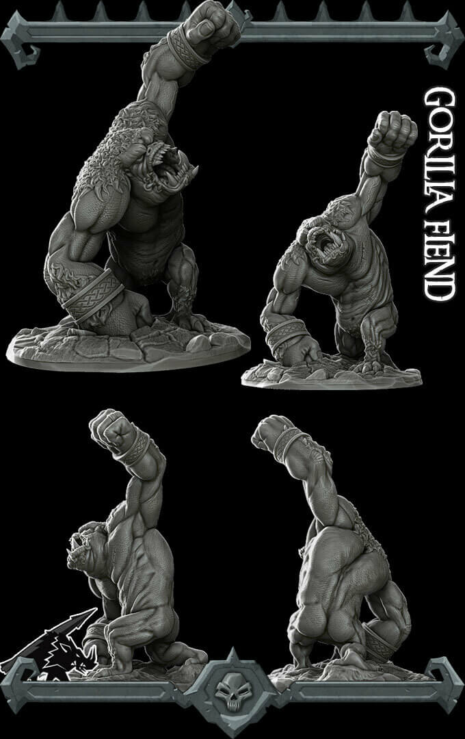 Demone gorilla Barlgura scimmia immondo miniatura 3d resina - immagine 4