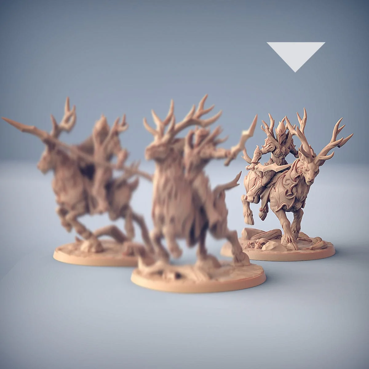 Elfa cavaliere guerriero su cervo cavalcatura miniatura 3d