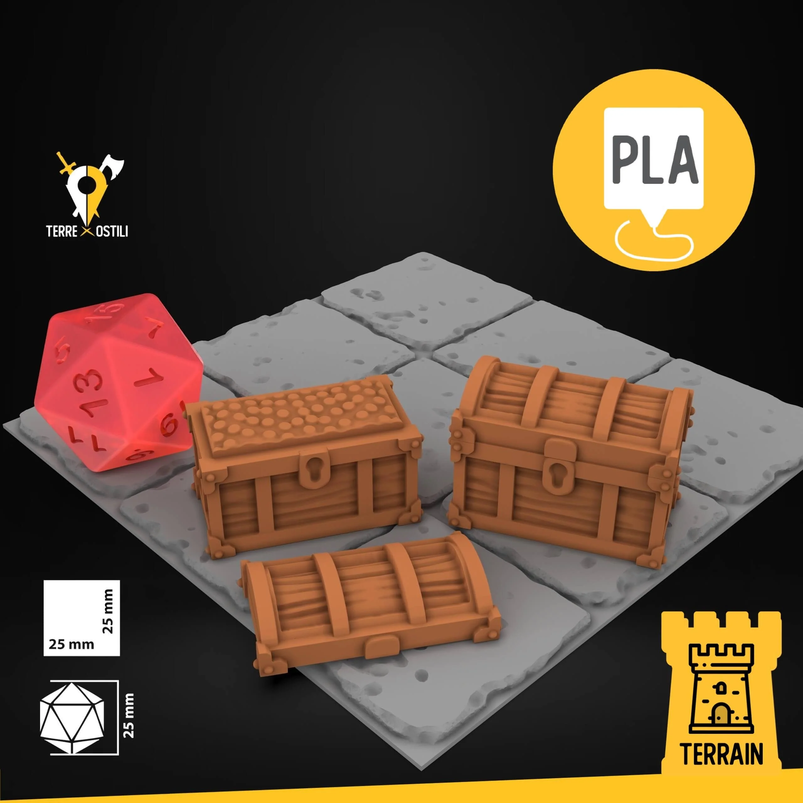 Forziere scrigno tesoro - Set 2x | Elementi scenici 3D per Arredamento Scenico
