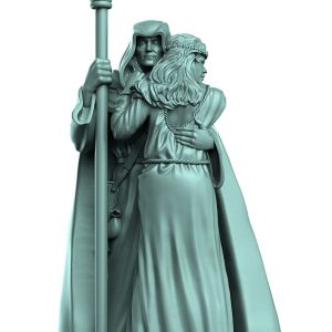 Adulto umano mago stregone con principessa miniatura 3D resina
