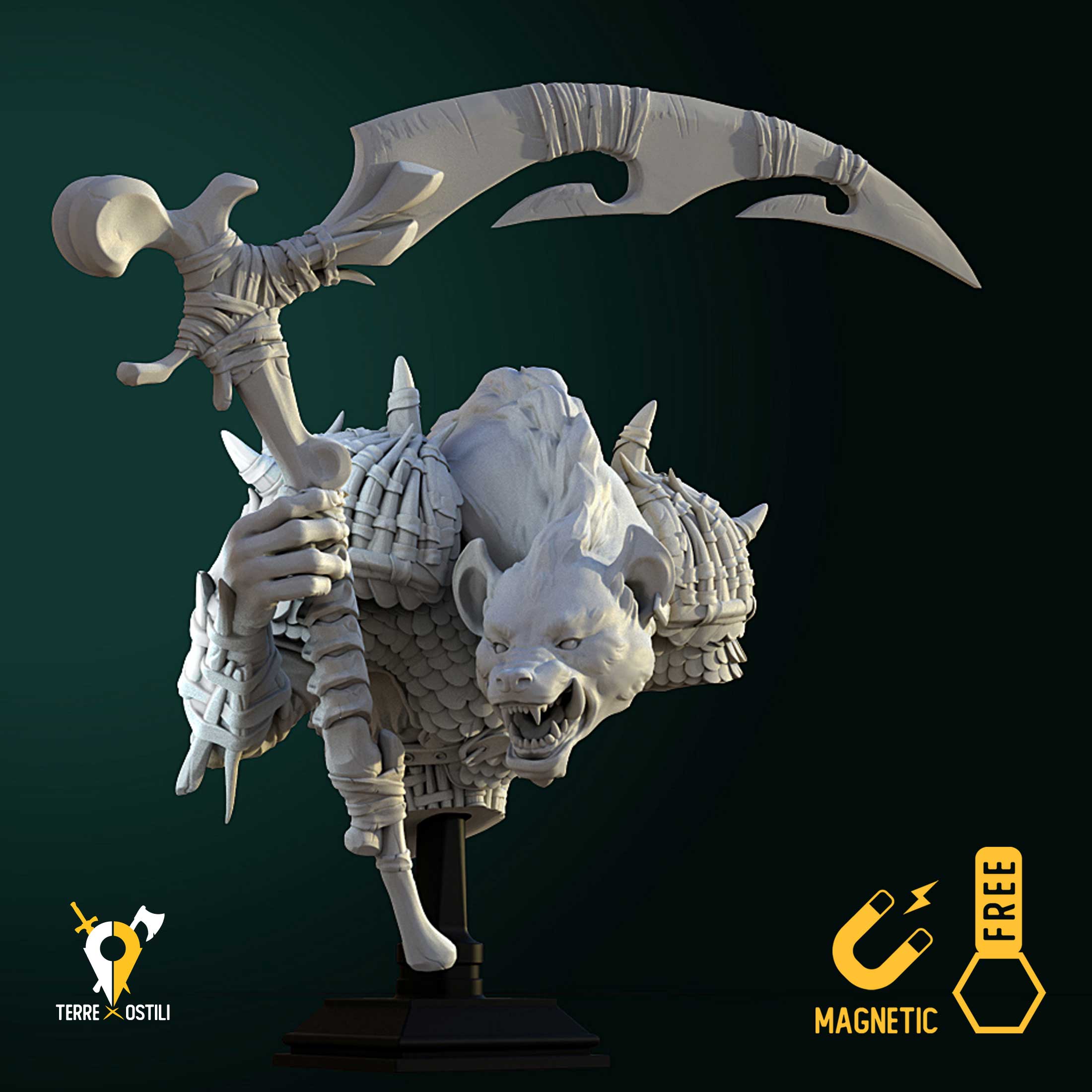 Gnoll comandante leader busto resina alta qualità miniatura - immagine 2
