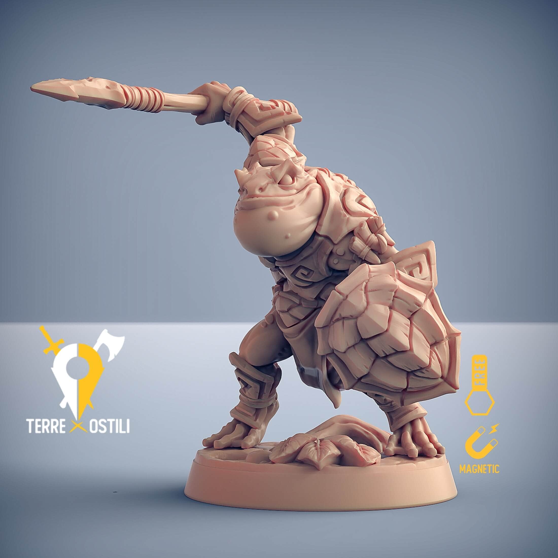 Guerriero soldato frogfolk grippli uomo rana miniatura 3D