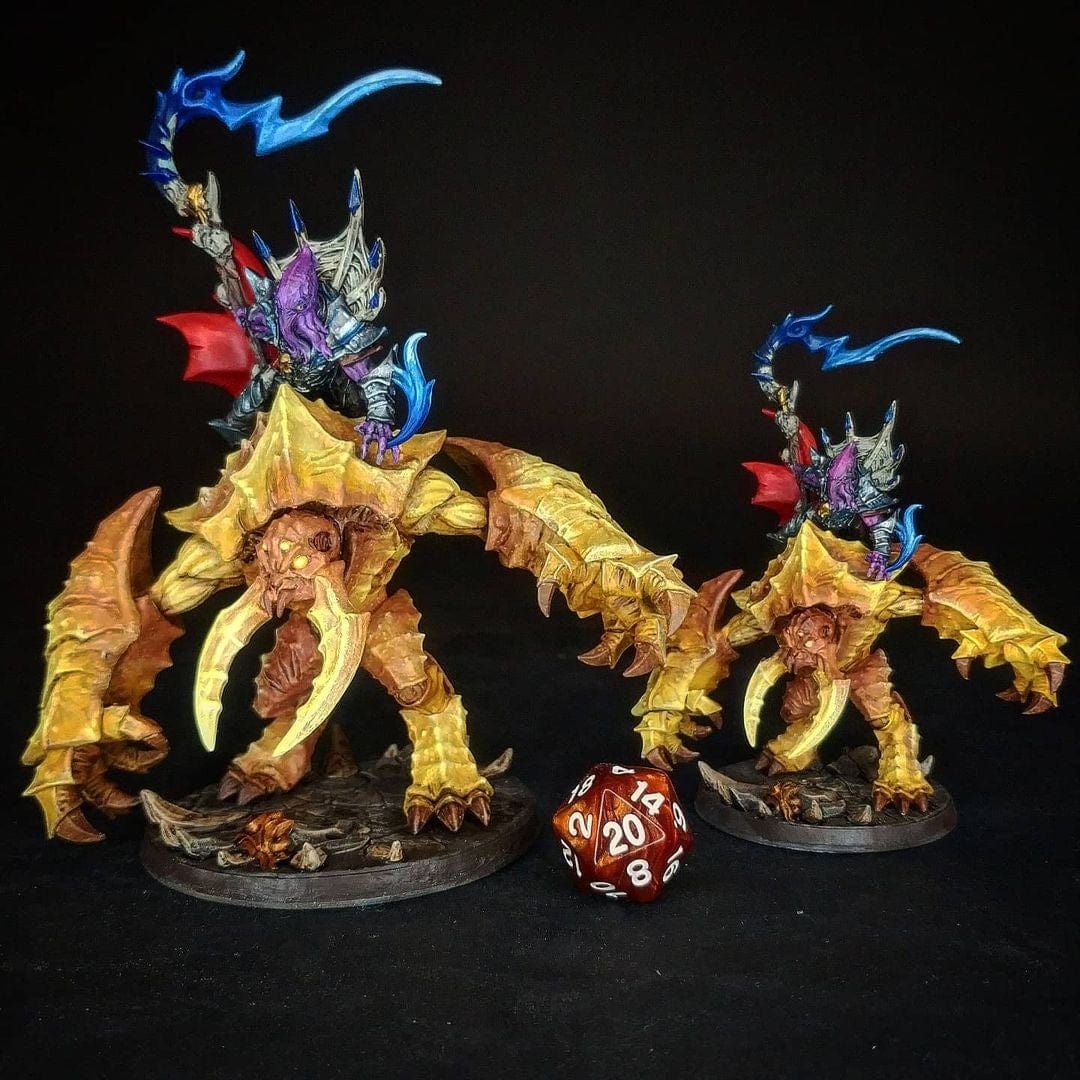 Illithid Mind flayer mago a cavallo di umber hulk cavalcatura umanoide miniatura 3D - immagine 3