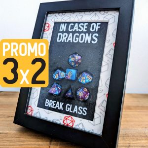 "In case of dragons break glass" | kit dadi emergenza | dungeons and dragons, quadro cornice regalo divertente accessorio