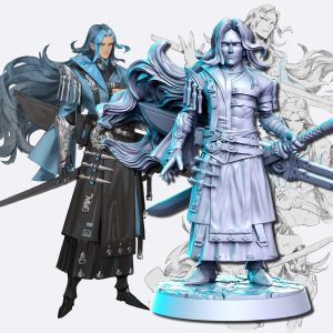 Kaito umano samurai guerriero katana sci-fi manga | miniatura 3D resina | Terre Ostili
