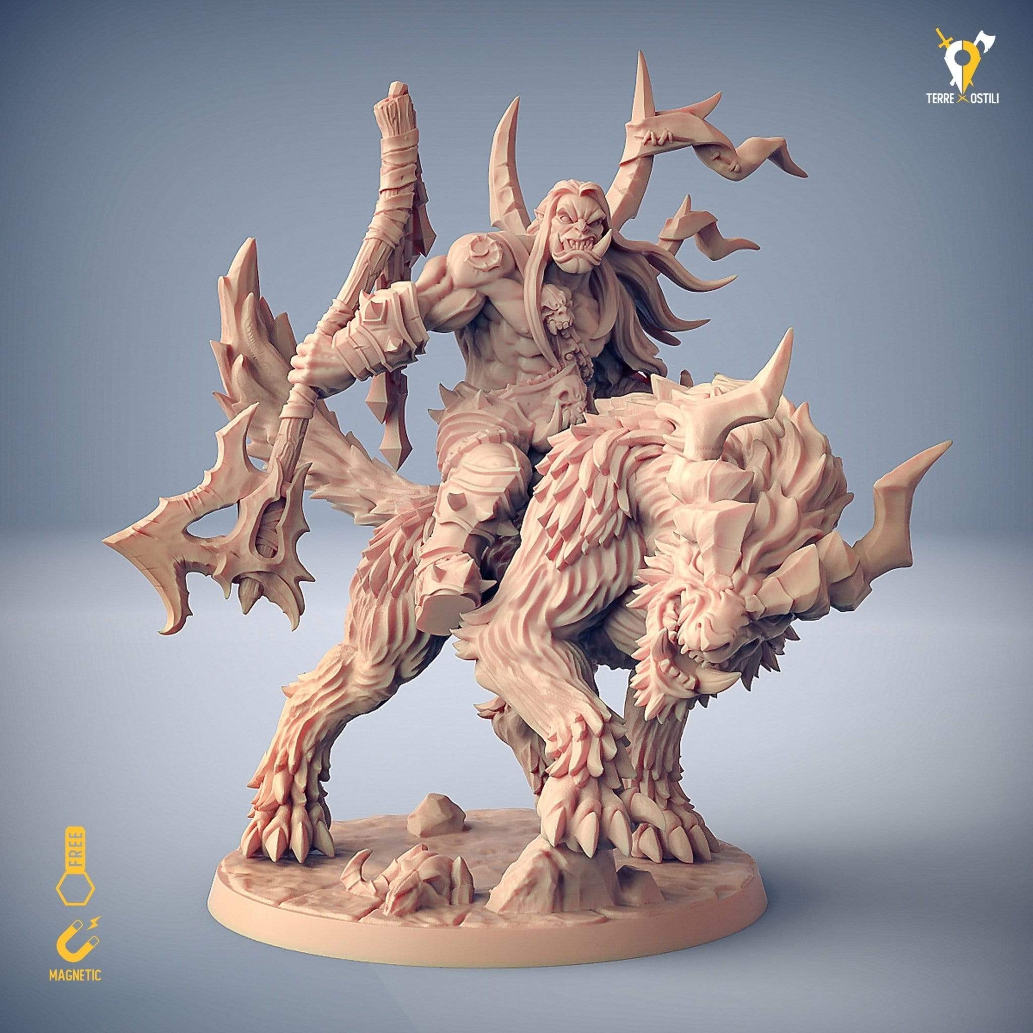 Orco guerriero in sella ad un worg cavalcatura miniatura