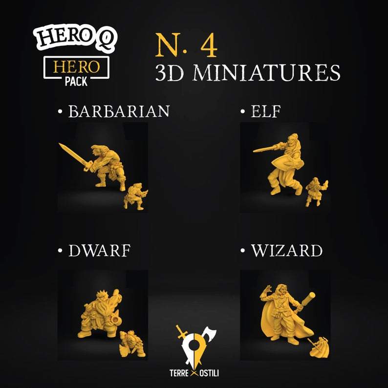 Pacchetto Eroi heroquest bundle barbaro mago elfo nano miniatura hero quest - immagine 3