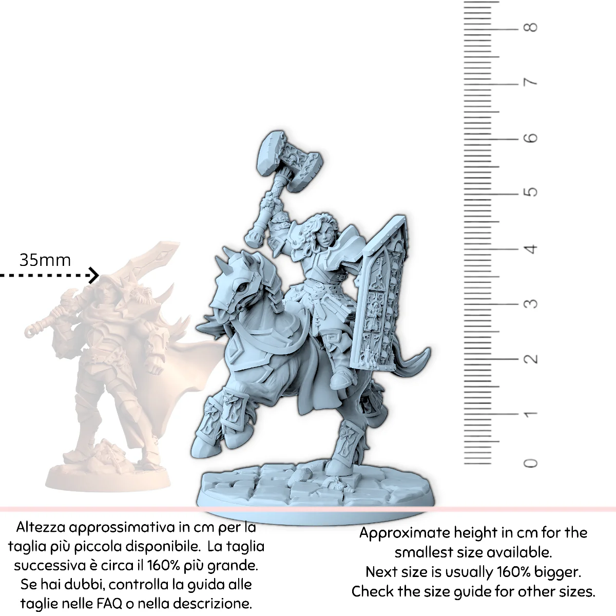 Paladino Cavaliere a cavallo esercito antipaladino soldato requiem | miniatura 3D resina | Terre Ostili - immagine 3