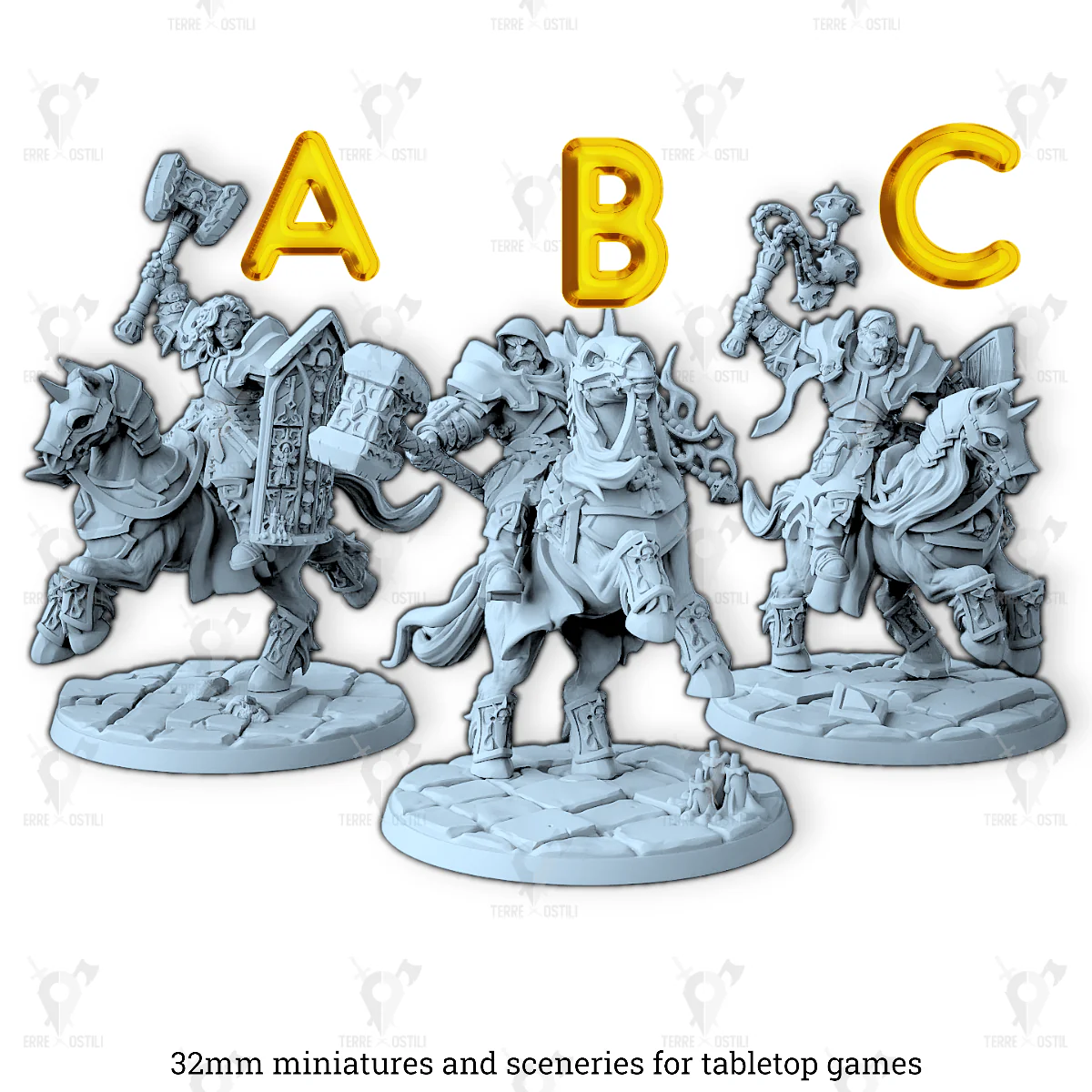 Paladino Cavaliere a cavallo esercito antipaladino soldato requiem | miniatura 3D resina | Terre Ostili