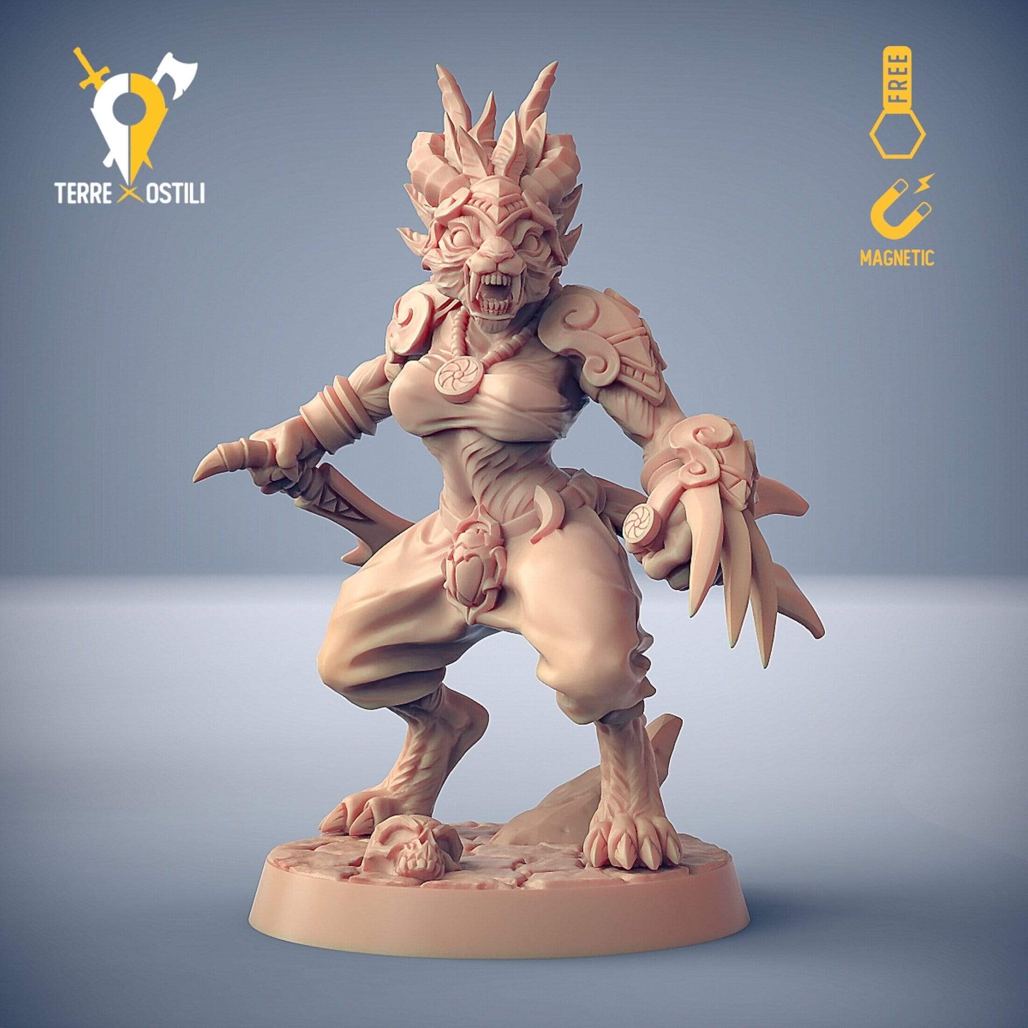Rakshasa felinide sciamano chierico tigre donna miniatura - immagine 2