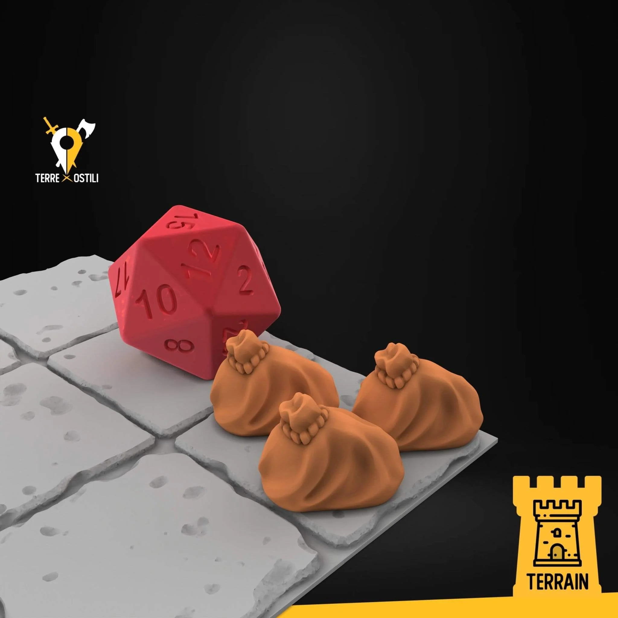 Sacco bottino monete scenico - Set 3x | Elementi scenici 3D per Arredamento Scenico - immagine 3