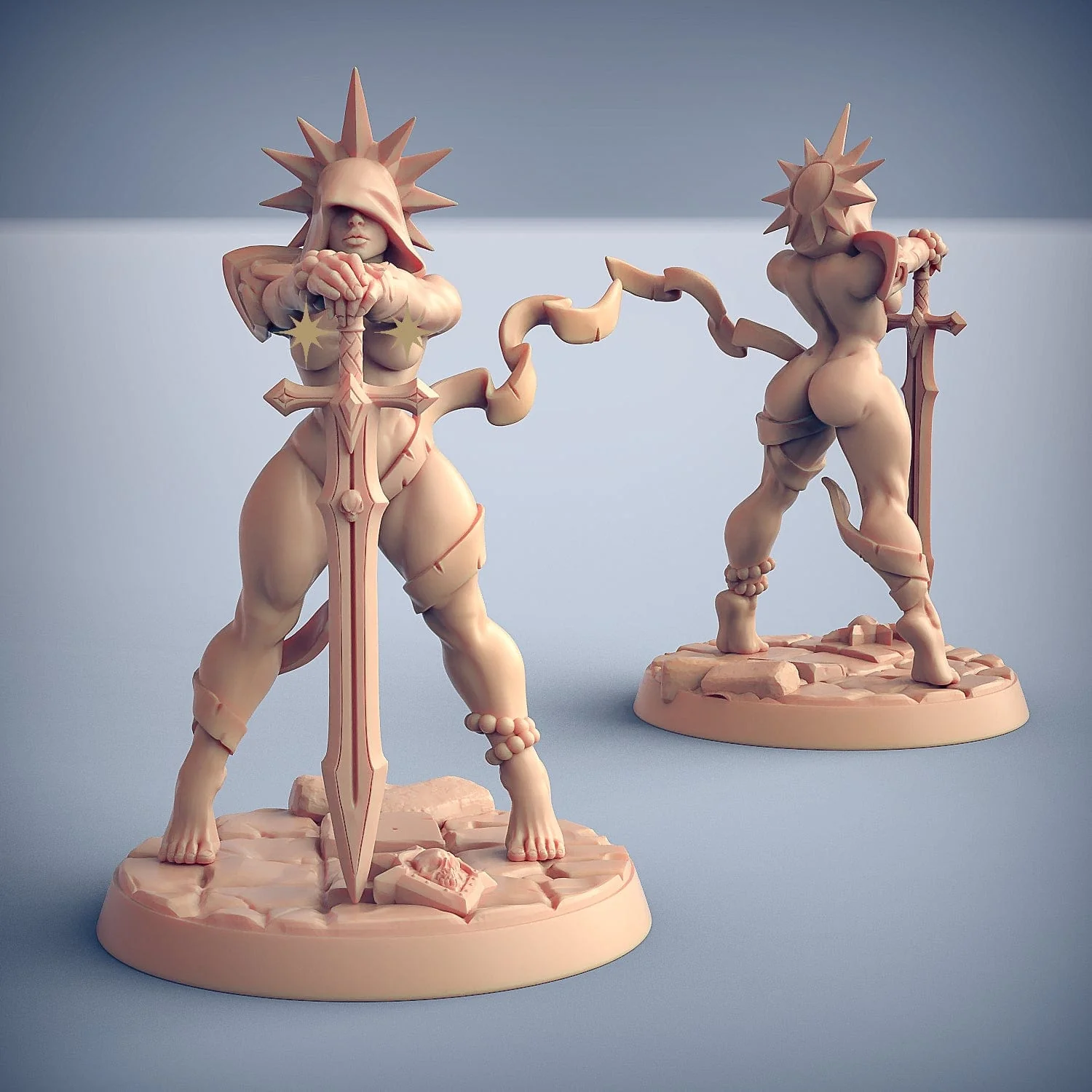 Solaria umana pinup guerriera templare miniatura 3D resina - immagine 2