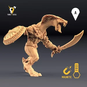 Yuan-ti guerriero uomo serpente mostruosità miniatura 3D