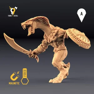 Yuan-ti guerriero uomo serpente mostruosità miniatura 3D